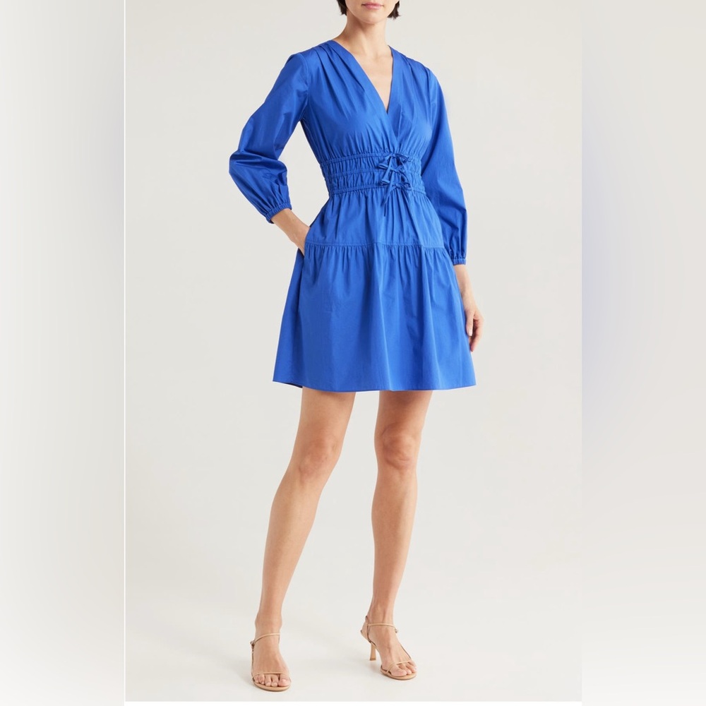 Derek‎ Lam 10 Crosby Emma Long Sleeve Dress mini dress topaz blue size 6 NWT